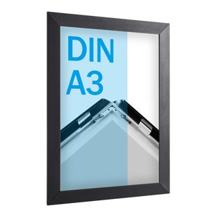 Cornice a scatto "Hardline" A3, 33 mm, nera, squadrata 