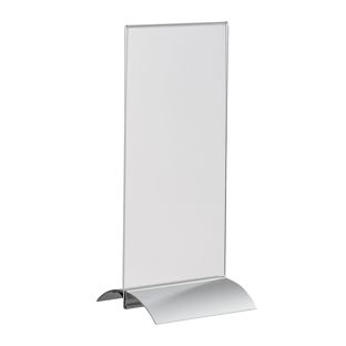 Porta avvisi da banco a T con base di fissaggio in alluminio formato verticale | 1/3 A4
