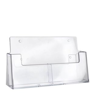 Porta brochure, scomparti paralleli, polistirolo, formato verticale, trasparente, Taymar 2 | A6