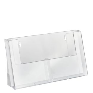 Porta brochure, scomparti paralleli, polistirolo, formato verticale, trasparente, Taymar 2 | A5
