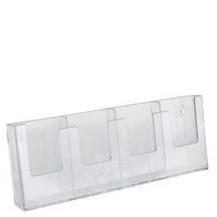 Porta brochure DIN lungo verticale, 4 scomparti, polistirolo, Taymar 