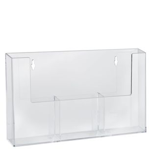 Porta brochure da parete, scomparti paralleli, polistirolo, trasparente, Taymar 