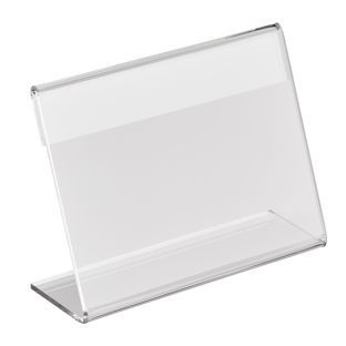Porta avvisi da banco a L, acrilico 95 x 70 mm  | orizzontale 
