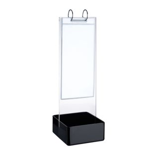 Porta menù FLIP, con meccanismo ad anelli, tasche in PVC e 2 scomparti, acrilico 