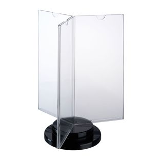 Porta menù girevole con base nera, a forma di stella, acrilico 1/3 A4 