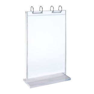 Porta avvisi da banco a T FLIP con meccanismo ad anelli e tasche in PVC A4