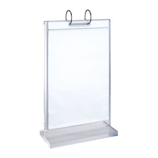 Porta avvisi da banco a T FLIP con meccanismo ad anelli e tasche in PVC A5