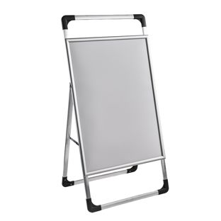Cavalletto pubblicitario A1 AIR-STOP LITE, profilo da 25 mm, argento, giunzione a quartabuono 