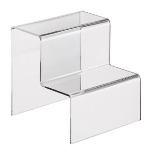 Espositore a scaletta, acrilico 105 x 100 x 100 mm  | trasparente  | a 2 livelli 