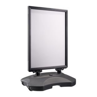 Cavalletto pubblicitario B2 STORM-STOP Lite con serbatoio d'acqua, resistente al vento, profilo da 32 mm, con angoli squadrati 