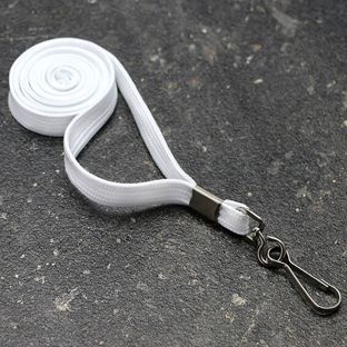 Lanyard, 10 mm di larghezza bianco  | con gancio metallico girevole 