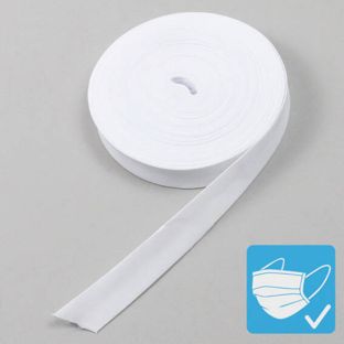 Nastro sbieco di poliestere, 20 mm, rotolo con 25 m bianco 