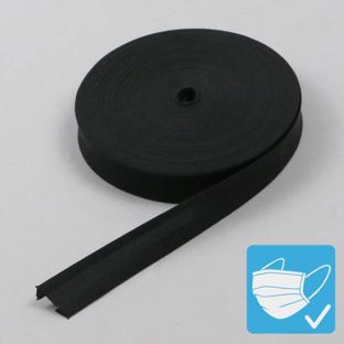 Nastro sbieco di poliestere, 20 mm, rotolo con 25 m nero 