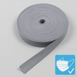 Nastro sbieco di poliestere, 20 mm, rotolo con 25 m grigio 