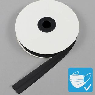 Nastro sbieco, cotone e poliestere, 20 mm, rotolo con 25 m nero 