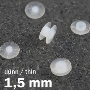 Occhielli a pressione in plastica, versione sottile, trasparente trasparente  | 1.5 mm | 10 mm