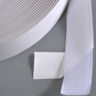 Nastro a strappo autoadesivo, uncino (maschio) (rotolo con 25 m) 30 mm | bianco 