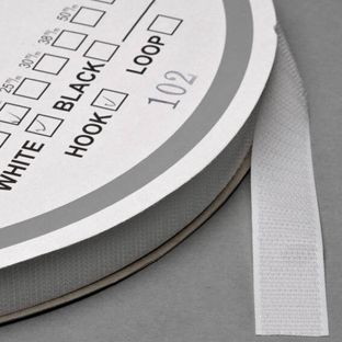 Nastro a strappo per cucitura, uncino (maschio) rotolo con 25 m 20 mm | bianco 