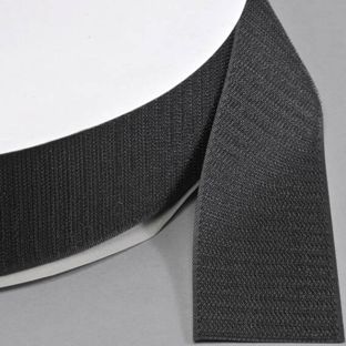Nastro a strappo per cucitura, uncino (maschio) rotolo con 25 m 50 mm | nero 