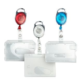 Buste porta badge in plastica rigida con portachiavi estensibile 