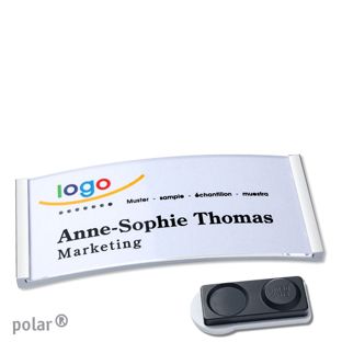 Targhette portanome polar® magnetiche 74 x 34 mm  | acciaio inox  | Magnete smag®, extra forte 