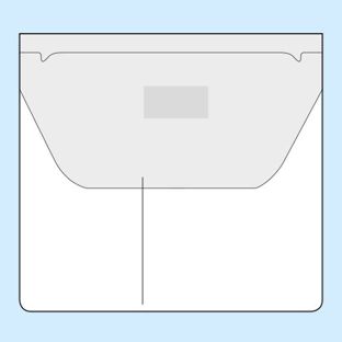 Tasche rettangolari, 109 x 100 mm con patta di chiusura, 2 compartimenti, con livello di riempimento 