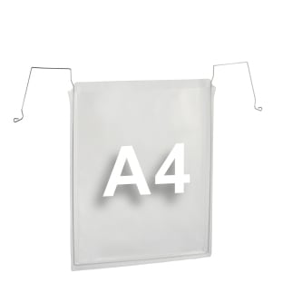 Buste con gancio metallico per formato A4, lato stretto aperto 