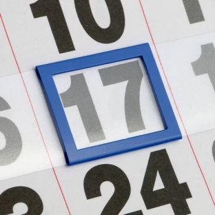 Segnagiorno classico per calendari E3 (20 x 28 mm dimensione interna), blu, per larghezza del calendario 300 mm 