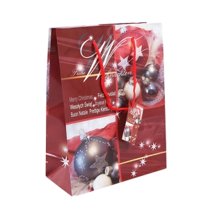 Borsa regalo con palline di Natale,18 x 23 x 8 cm, rosso 