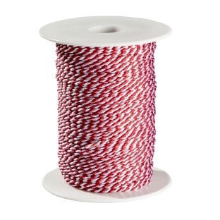 Cordoncino raso in bobina, bianco/rosso (bobina con 100 m) 