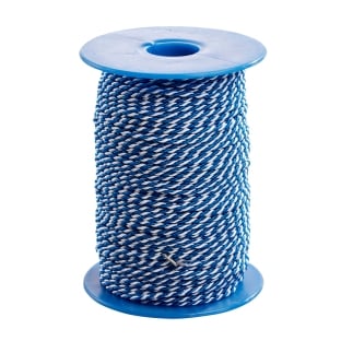 Cordoncino raso in bobina, bianco/blu (bobina con 100 m) 