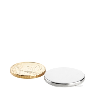 Disco magnetico al neodimio, autoadesivo, 22 mm x 2 mm, N35 