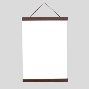 Profilo porta poster in legno, con cordino da appendere e attacco magnetico 220 mm | marrone scuro