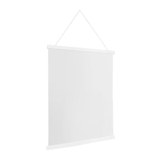 Profilo porta poster in legno, con cordino da appendere e attacco magnetico 420 mm | bianco
