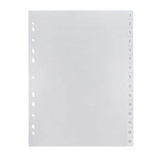 Divisori per raccoglitori formato A4, 15 parti (1-15), bianco (1 set) 
