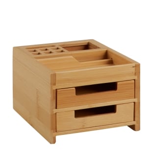 Organizer da scrivania in legno con 2 cassetti 