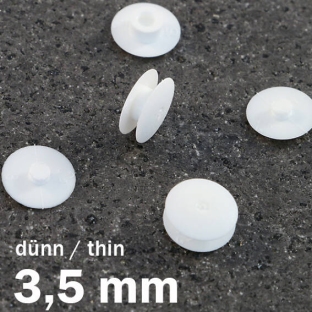 Occhielli a pressione in plastica, versione sottile, trasparente bianco | 3.5 mm
