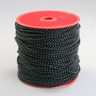 Catena a palline, 2,4 mm di diametro della pallina, nero, metallo (rotolo con 100 m) 