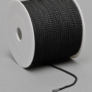 Cordoncino raso in bobina, nero (bobina con 100 m) 