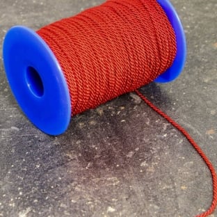 Cordoncino raso in bobina, rosso (bobina con 100 m) 
