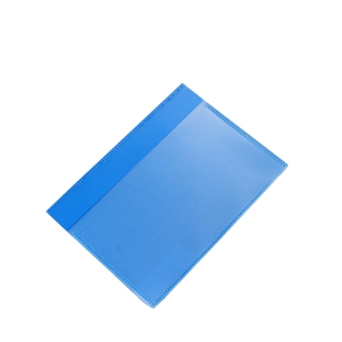 Buste magnetiche portadocumenti con patta per formato A6, con 1 striscia magnetica, lato largo aperto, PP, blu 