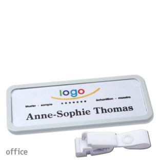 Targhette portanomi clip in plastica Office 30, grigio chiaro 