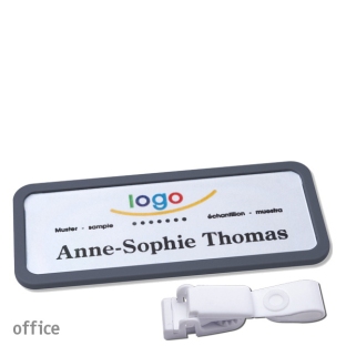 Targhette portanomi clip in plastica Office 30, antracite 