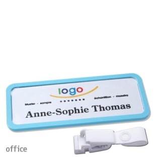 Targhette portanomi clip in plastica Office 30, blu pastello 