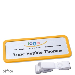 Targhette portanomi clip in plastica Office 30, giallo 