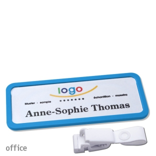 Targhette portanomi clip in plastica Office 30, blu medio 