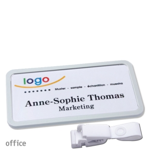 Targhette portanomi clip in plastica Office 40, grigio chiaro 