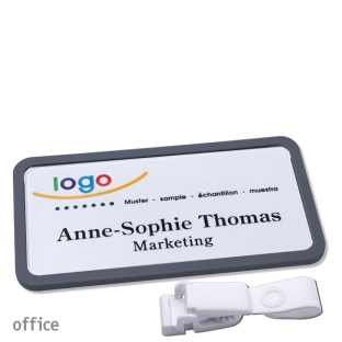 Targhette portanomi clip in plastica Office 40, antracite 