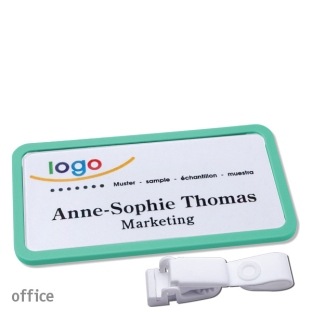 Targhette portanomi clip in plastica Office 40, verde pastello 
