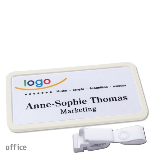 Targhette portanomi clip in plastica Office 40, bianco 